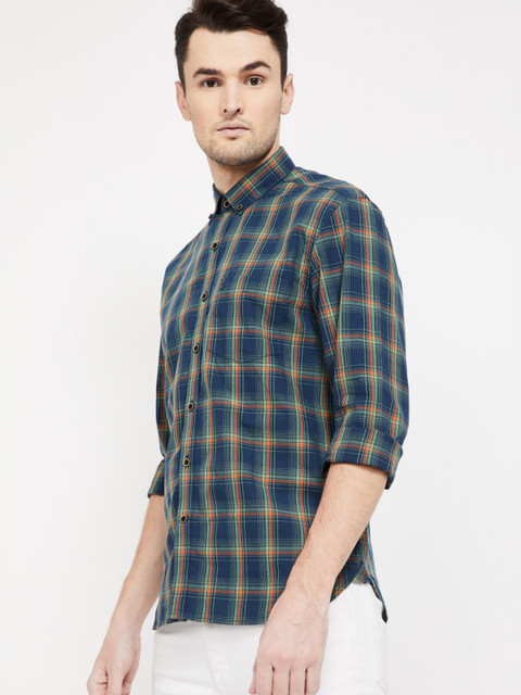 

CODE by Lifestyle Men Navy Blue Regular Fit Checked Casual Shirt