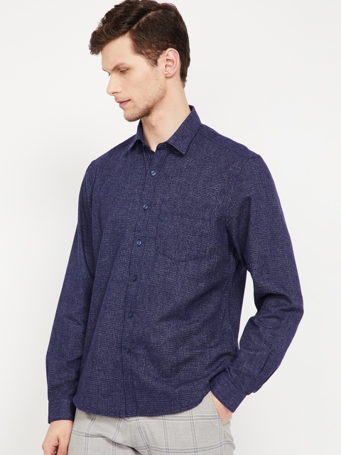 

CODE by Lifestyle Men Navy Blue Regular Fit Self Design Casual Shirt