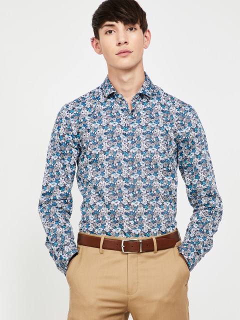 

CODE by Lifestyle Men Blue & Grey Slim Fit Printed Formal Shirt