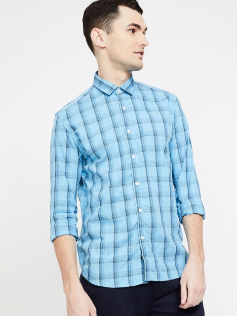 

CODE by Lifestyle Men Blue Slim Fit Checked Casual Shirt