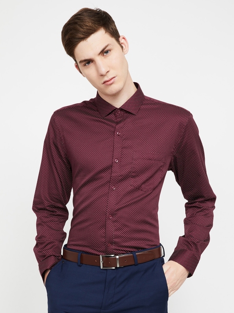 

CODE by Lifestyle Men Burgundy Slim Fit Printed Formal Shirt