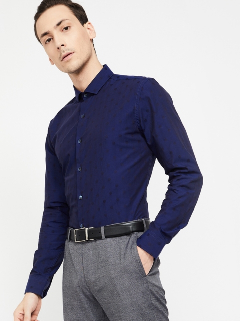 

CODE by Lifestyle Men Blue Slim Fit Self Design Formal Shirt