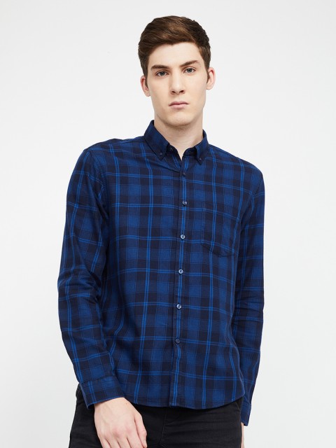 

CODE by Lifestyle Men Navy Blue Regular Fit Checked Casual Shirt