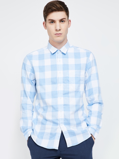 

CODE by Lifestyle Men Blue & White Slim Fit Checked Casual Shirt