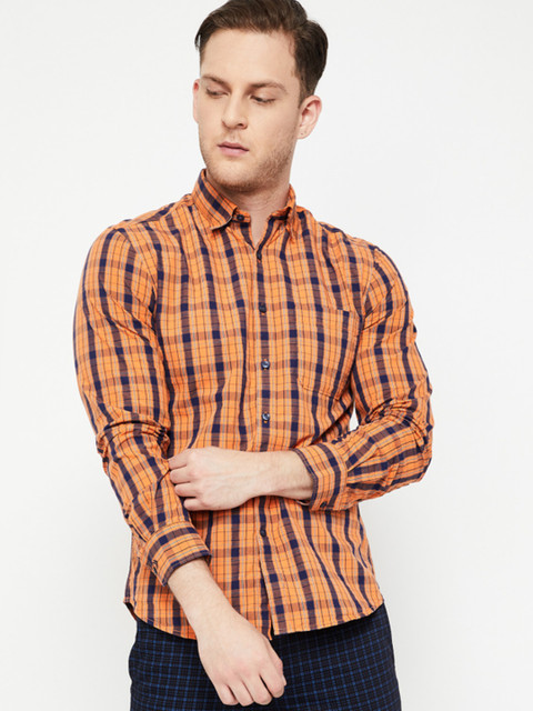 

CODE by Lifestyle Men Orange Slim Fit Checked Casual Shirt