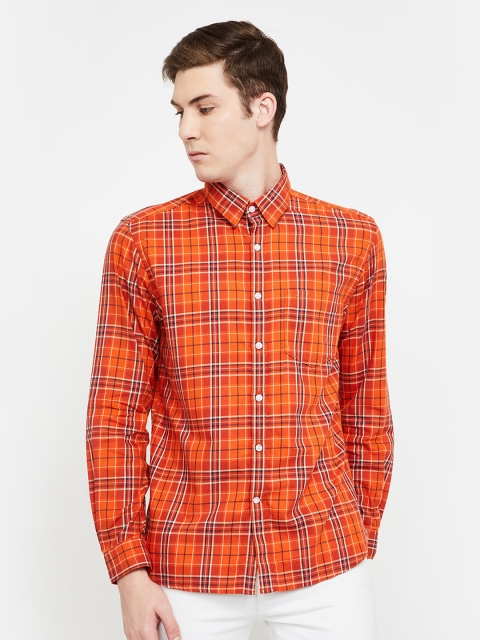

CODE by Lifestyle Men Orange & Off-White Regular Fit Checked Casual Shirt
