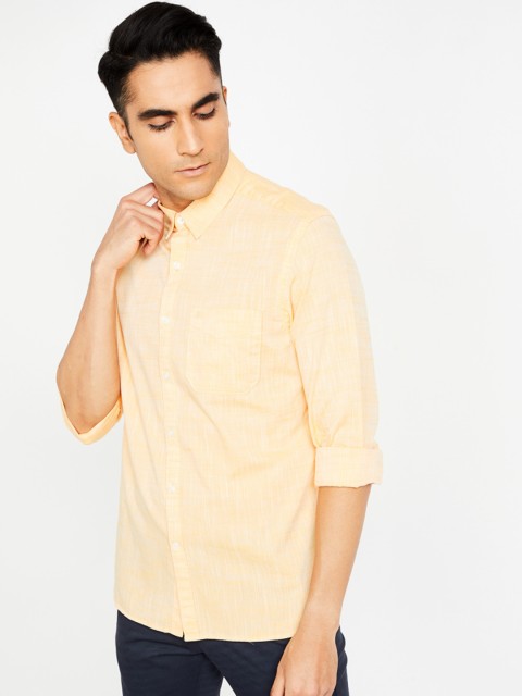 

CODE by Lifestyle Men Yellow Regular Fit Solid Casual Shirt