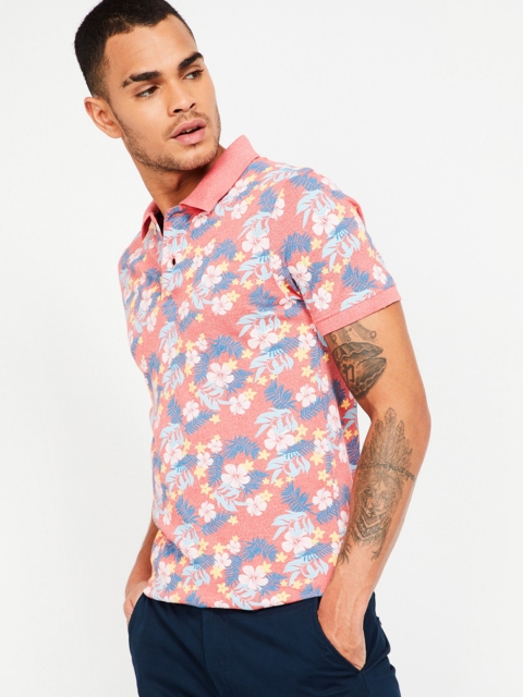 

CODE by Lifestyle Men Pink Printed Polo Collar T-shirt