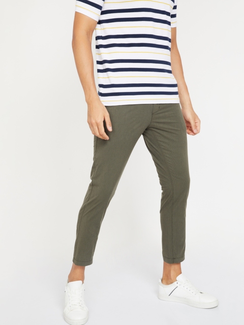 

CODE by Lifestyle Men Olive Green Slim Fit Solid Chinos