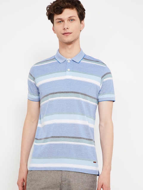 

CODE by Lifestyle Men Blue Striped Polo Collar T-shirt