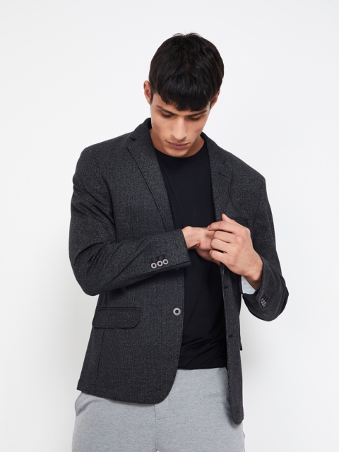 

CODE by Lifestyle Men Black Single-Breasted Slim Fit Blazer