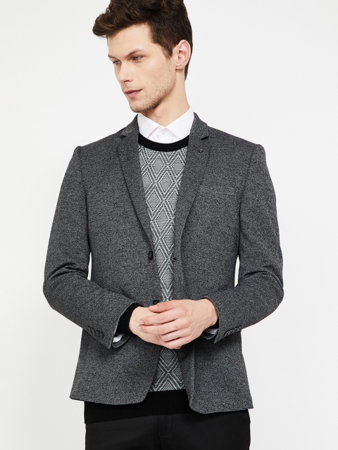 

CODE by Lifestyle Men Grey Self-Design Single-Breasted Super Slim Fit Blazer