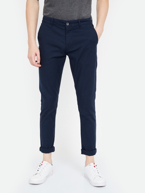 

CODE by Lifestyle Men Navy Blue Slim Fit Checked Chinos