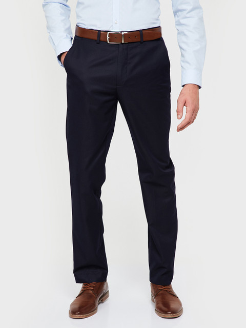 

CODE by Lifestyle Men Navy Blue Slim Fit Solid Formal Trousers