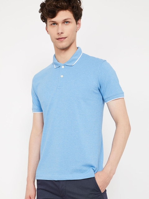 

CODE by Lifestyle Men Blue Solid Polo Collar T-shirt