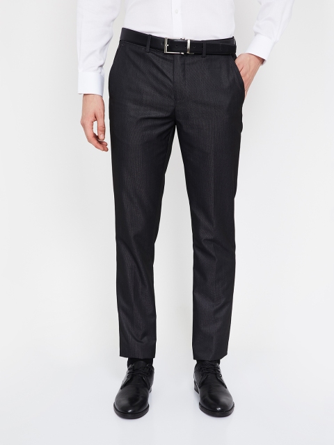 

CODE by Lifestyle Men Black Slim Fit Solid Formal Trousers