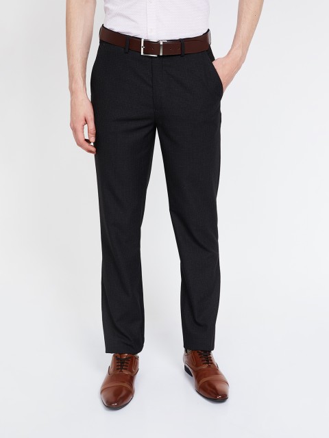 

CODE by Lifestyle Men Black Regular Fit Checked Formal Trousers