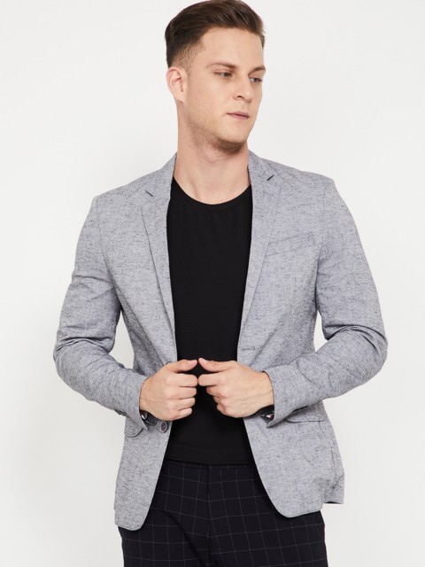 

CODE by Lifestyle Men Blue Solid Slim Fit Single Breasted Blazer, Grey