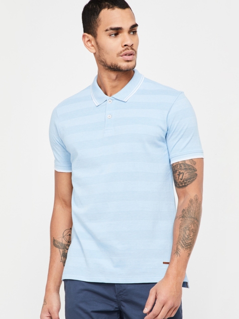 

CODE by Lifestyle Men Blue Striped Polo Collar T-shirt