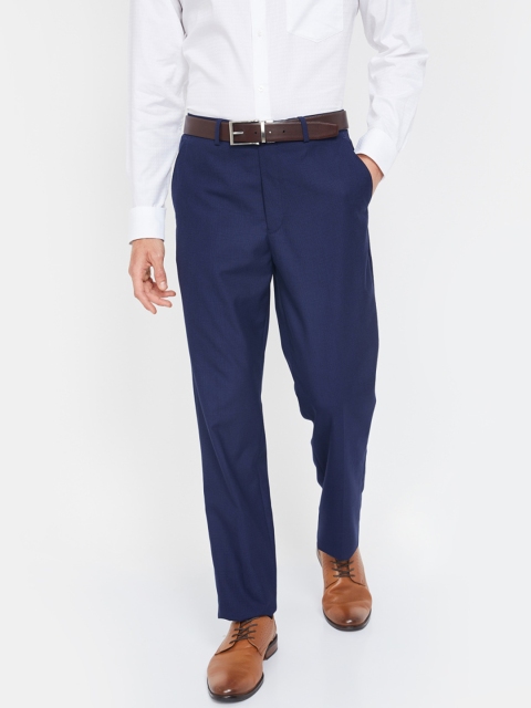 

CODE by Lifestyle Men Blue Regular Fit Checked Formal Trousers