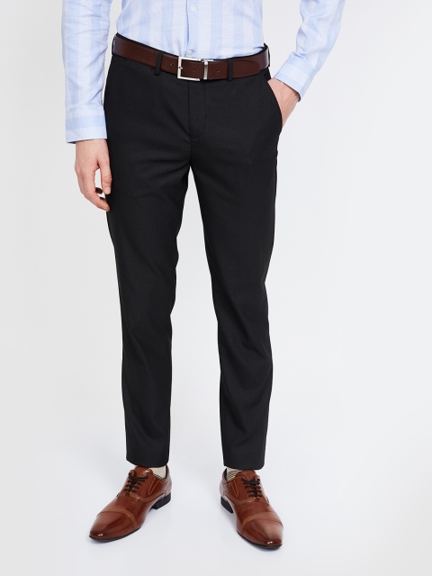 

CODE by Lifestyle Men Black Slim Fit Printed Formal Trousers