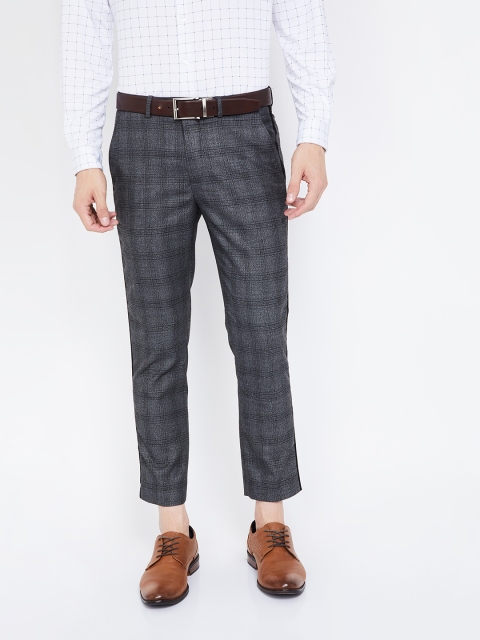 

CODE by Lifestyle Men Grey Slim Fit Checked Regular Trousers