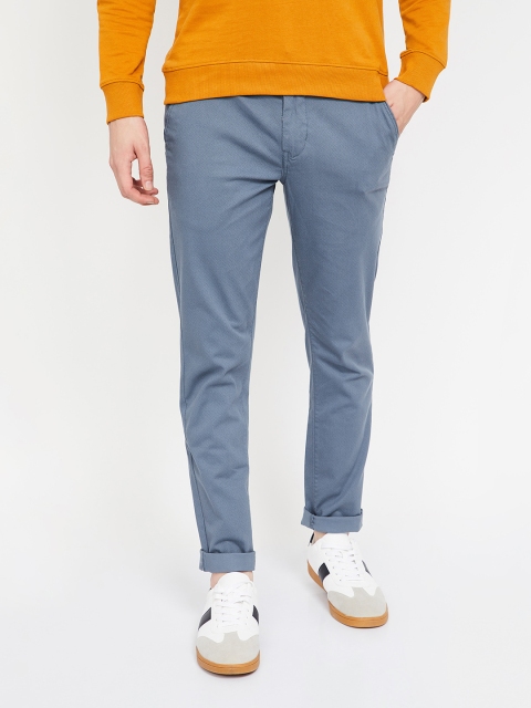 

CODE by Lifestyle Men Steel Blue Slim Fit Printed Chinos