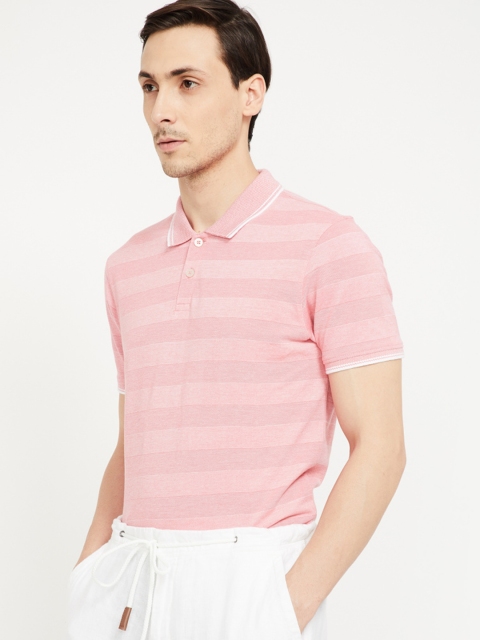 

CODE by Lifestyle Men Red Striped Polo Collar T-shirt