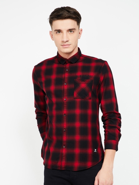 

Bossini Men Red & Black Slim Fit Checked Casual Shirt