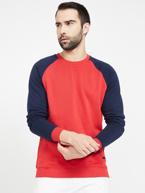 

Bossini Men Red & Navy Blue Solid Sweatshirt