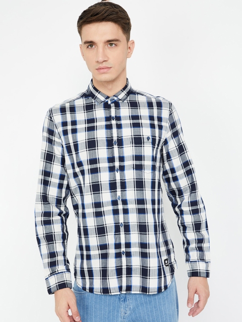 

Bossini Men Blue & White Regular Fit Checked Casual Shirt