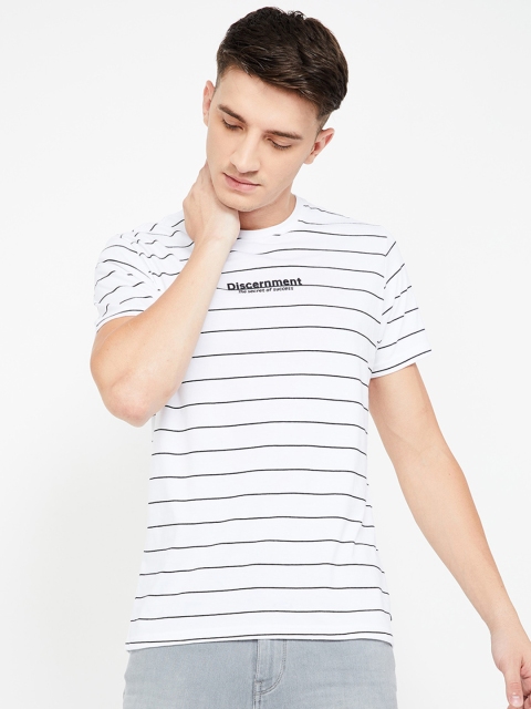 

Bossini Men White Striped Round Neck T-shirt