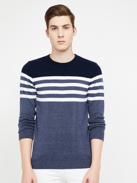 

Bossini Men Navy Blue & White Striped Sweater