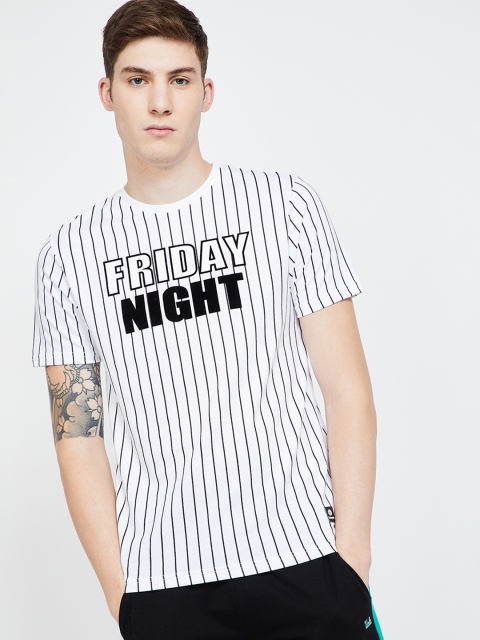

Bossini Men White & Black Printed Round Neck T-shirt