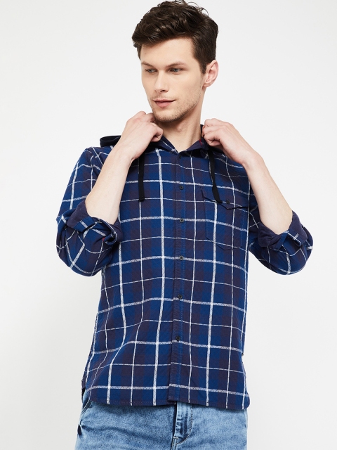 

Bossini Men Navy Blue Regular Fit Checked Casual Shirt