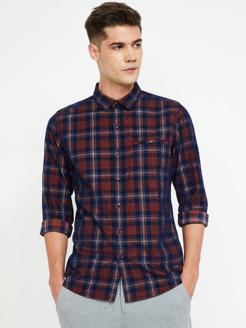 

Bossini Men Brown Slim Fit Checked Casual Shirt