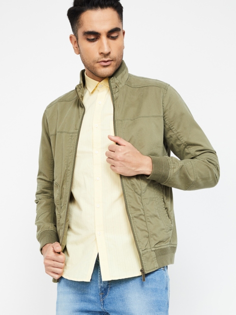 

Bossini Men Olive Green Solid Bomber Jacket