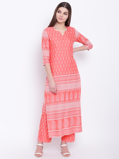 

Khushal K Women Orange Printed Kurta with Palazzos