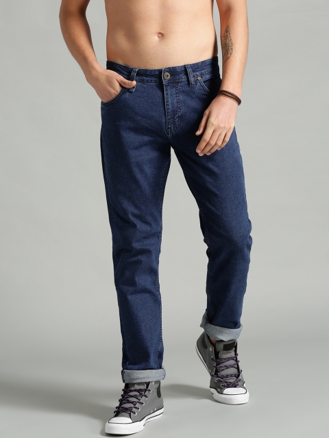 Men Navy Blue Slim Fit Mid-Rise Clean Look Stretchable Jeans