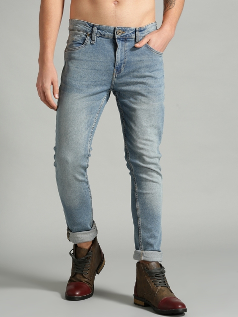 Men Blue Skinny Fit Mid-Rise Clean Look Stretchable Jeans