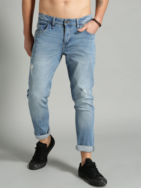 

The Roadster Lifestyle Co Men Blue Tapered Fit Mid-Rise Mildly Distressed Stretchable Jeans