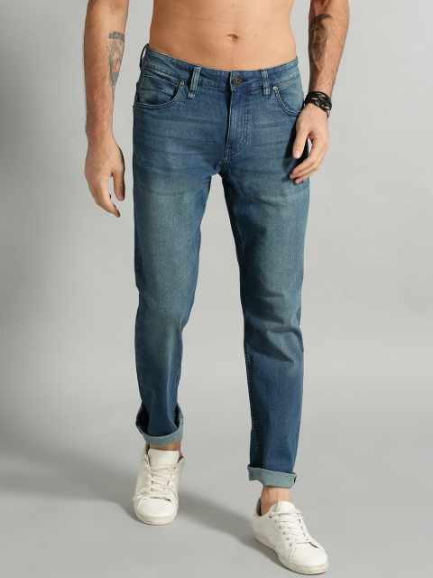 Men Navy Blue Slim Fit Mid-Rise Clean Look Stretchable Jeans