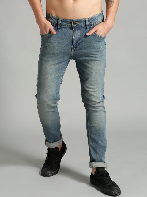 Men Blue Skinny Fit Mid-Rise Clean Look Stretchable Jeans