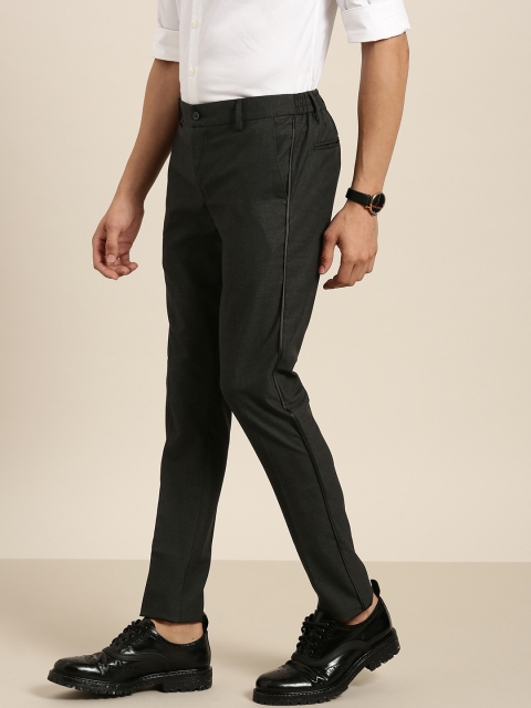 

INVICTUS Men Black Slim Fit Self Design Regular Trousers