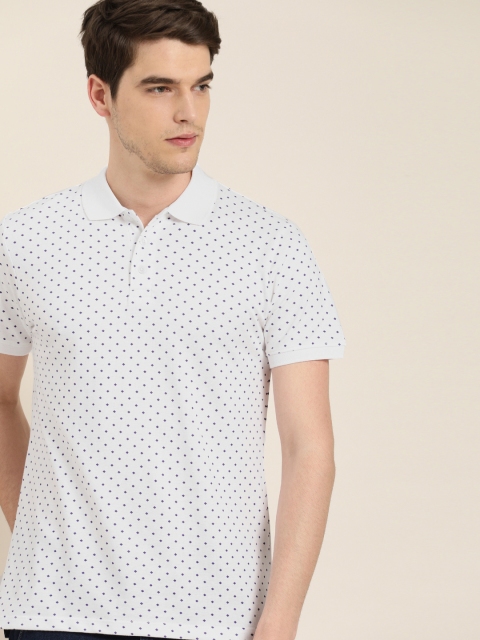 

INVICTUS Men White Printed Slim Fit Polo Collar T-shirt