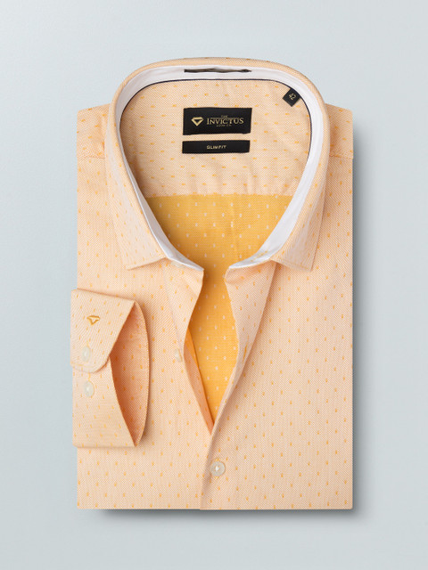 

INVICTUS Men Orange Slim Fit Self Design Semiformal Supima Cotton Shirt