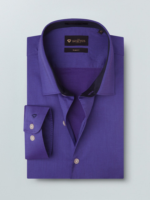 

INVICTUS Men Purple Slim Fit Solid Supima Cotton Semiformal Shirt