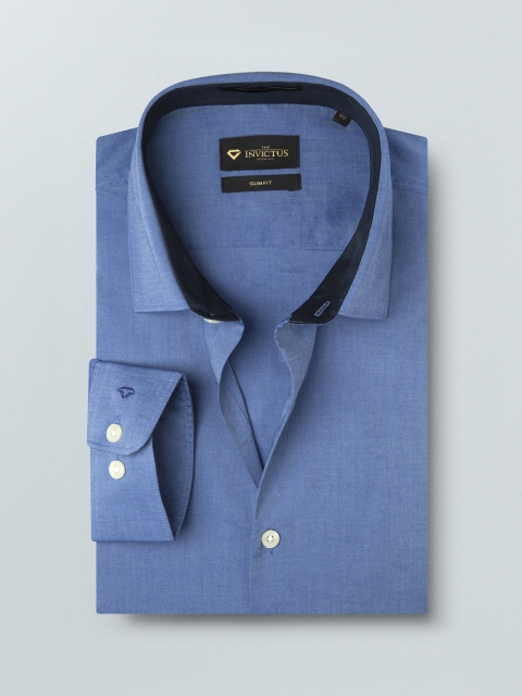 

INVICTUS Men Blue Slim Fit Solid Supima Cotton Formal Shirt