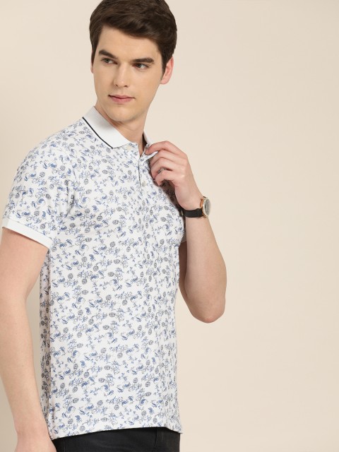 

INVICTUS Men White Printed Slim Fit Polo Collar T-shirt