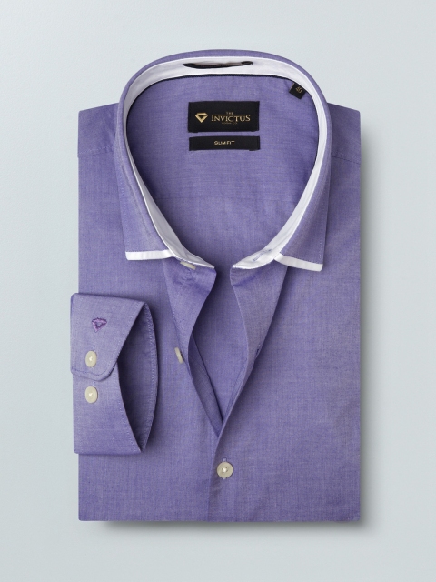 

INVICTUS Men Lavender Slim Fit Solid Supima Cotton Formal Shirt